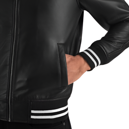 Varsity-Style Leather Jacket