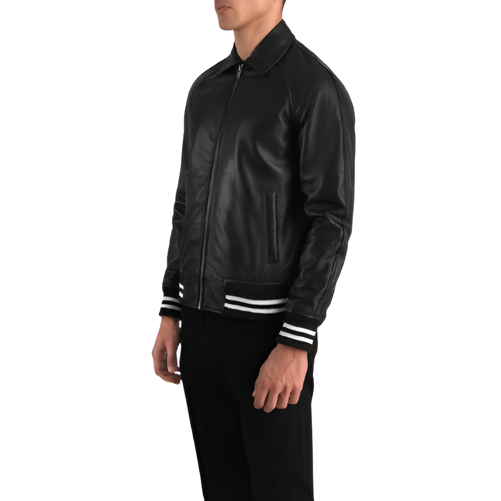 Varsity-Style Leather Jacket