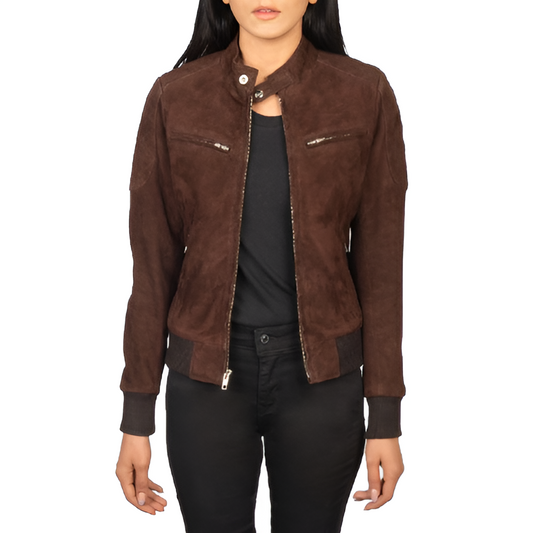 Women's Brown Suede Moto Jacket