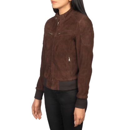 Women's Brown Suede Moto Jacket