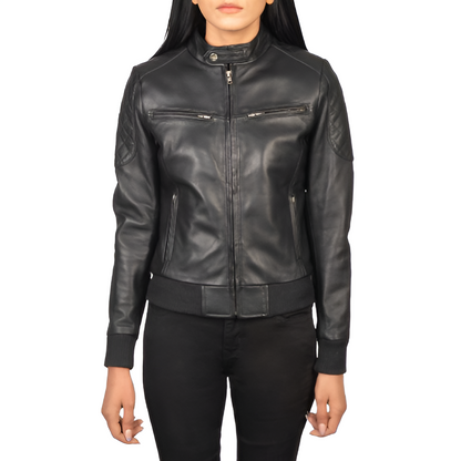 Women's Black Leather Biker Jacket