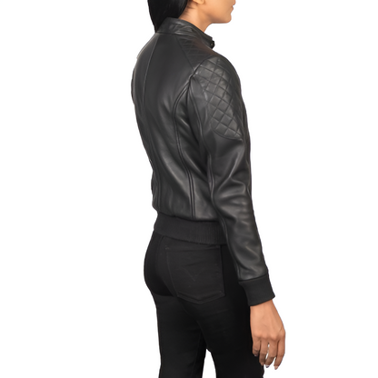 Women's Black Leather Biker Jacket