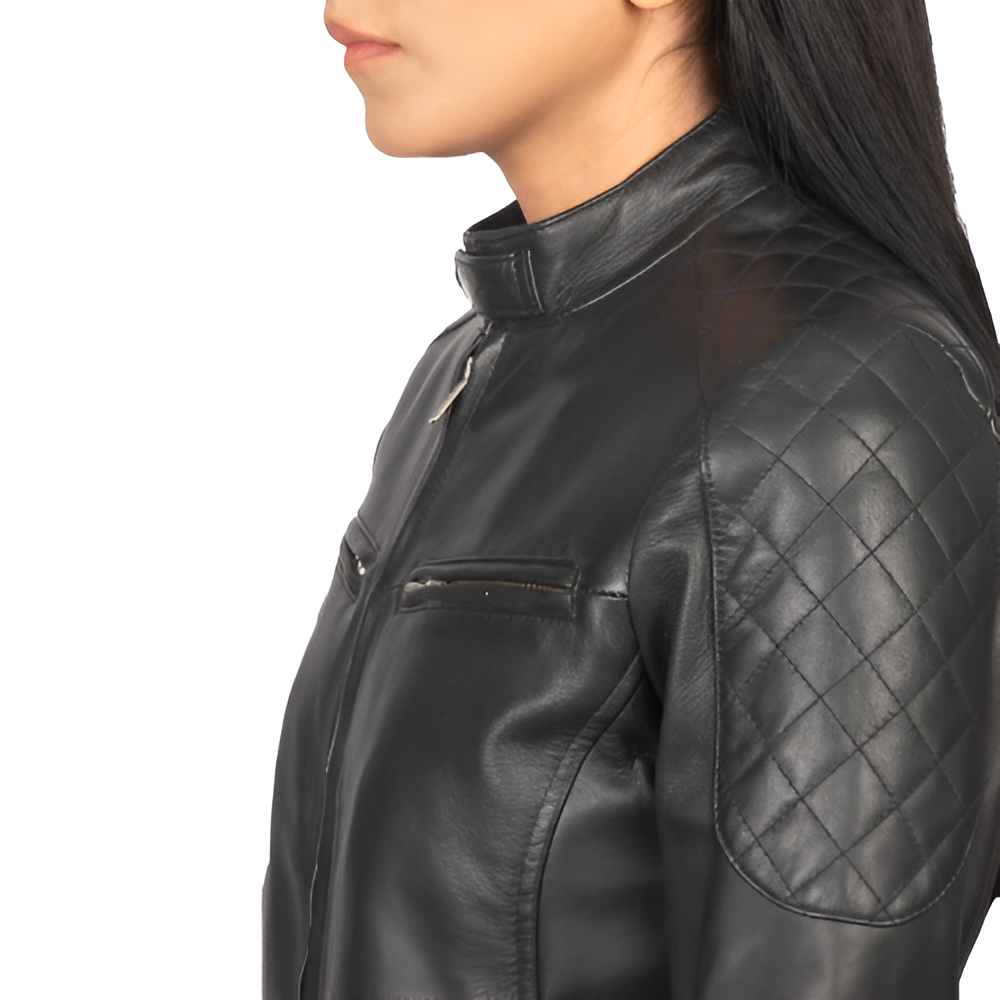 Women's Black Leather Biker Jacket