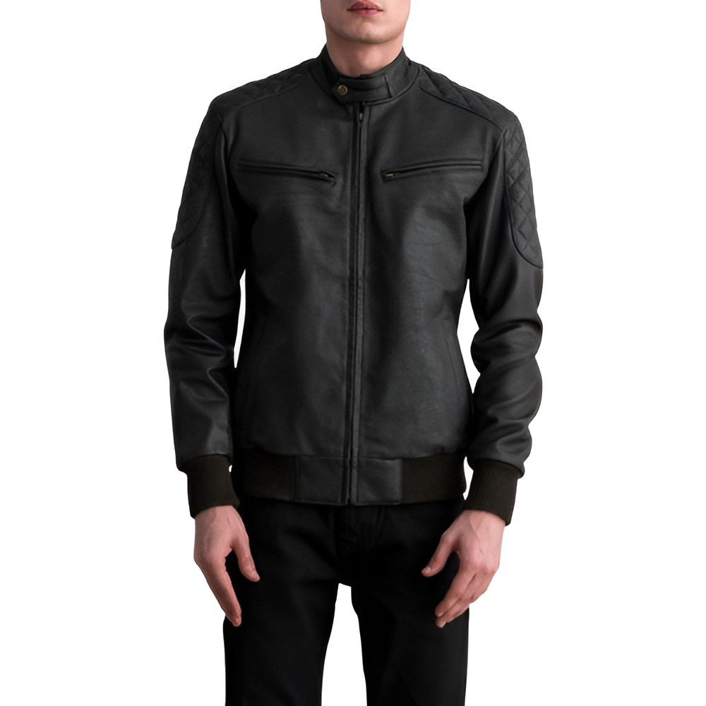 Black Quilted Leather Jacket