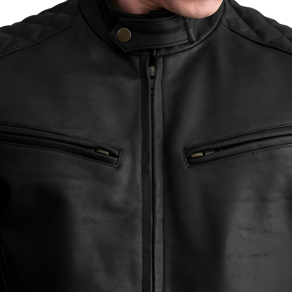 Black Quilted Leather Jacket