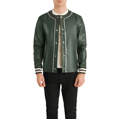 Varsity-Inspired Faux Leather Jacket