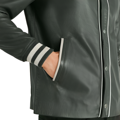 Varsity-Inspired Faux Leather Jacket