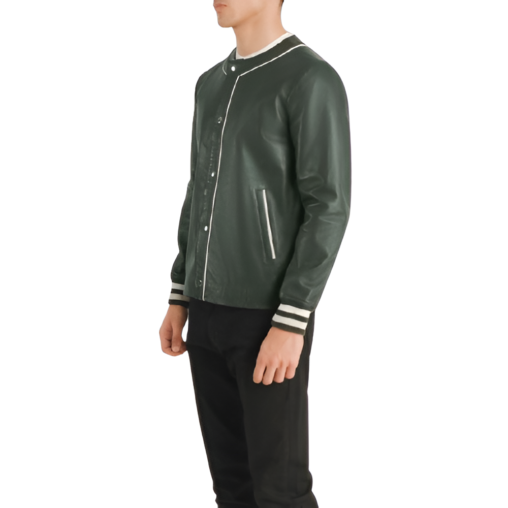 Varsity-Inspired Faux Leather Jacket