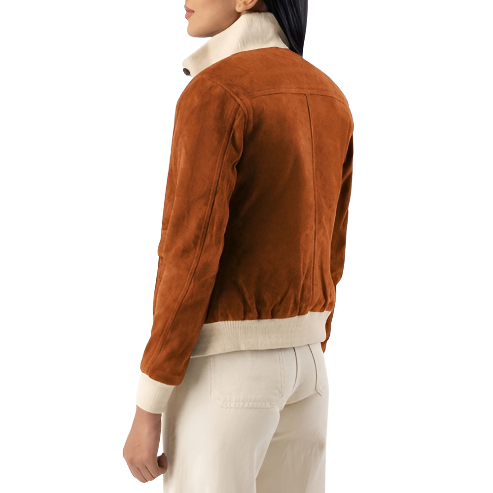 Women's Rust Suede Button-Up Jacket