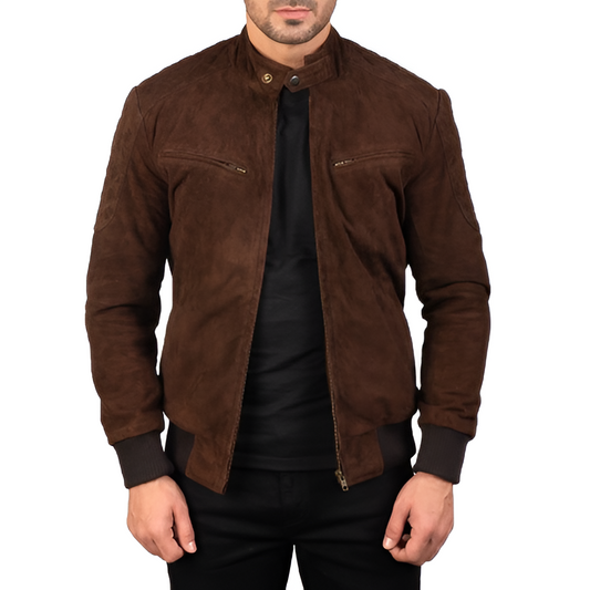 Faux Suede Bomber Jacket