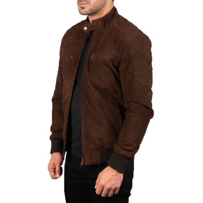 Faux Suede Bomber Jacket