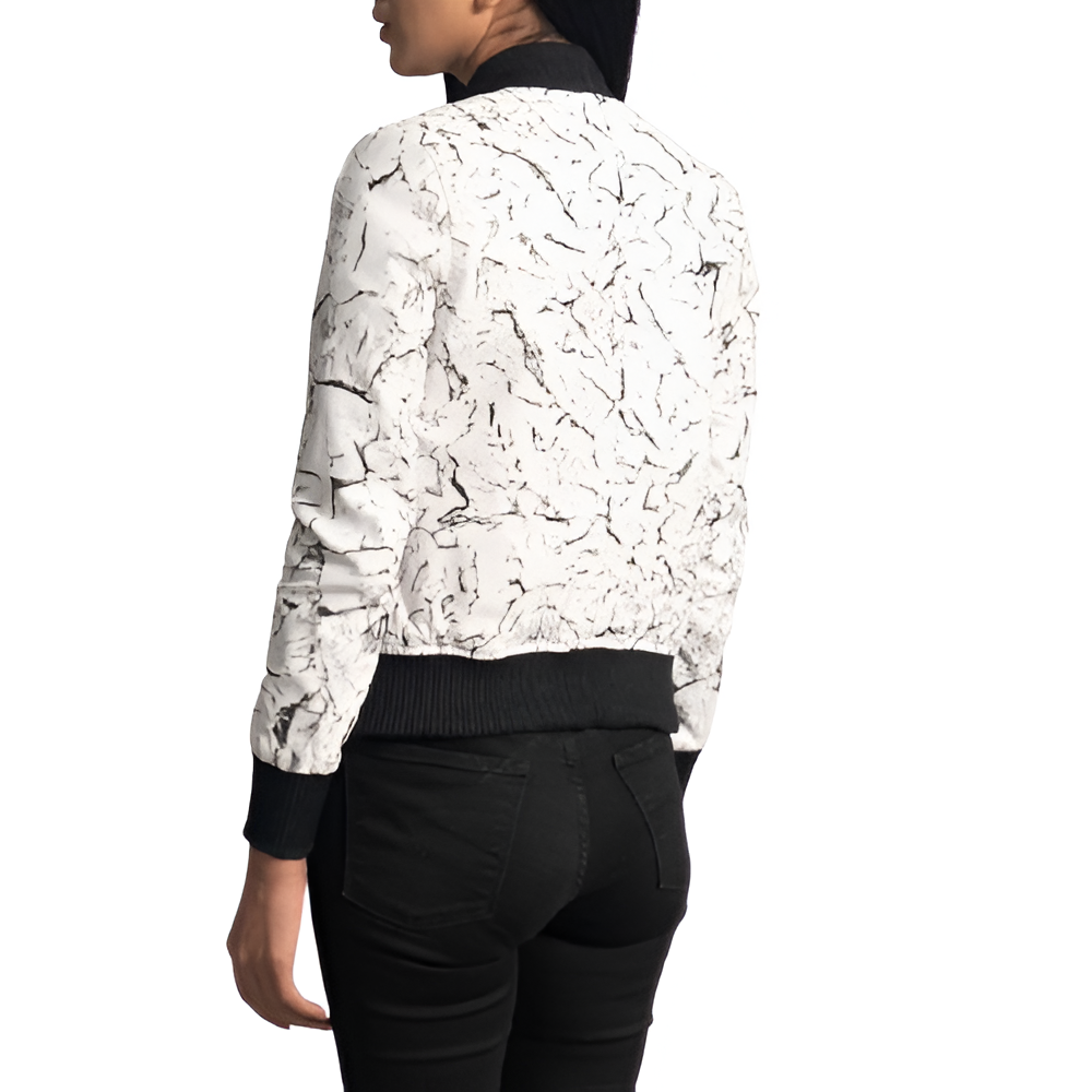 Women's Marble Print Bomber Jacket