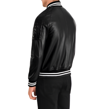 Faux Leather Varsity Jacket