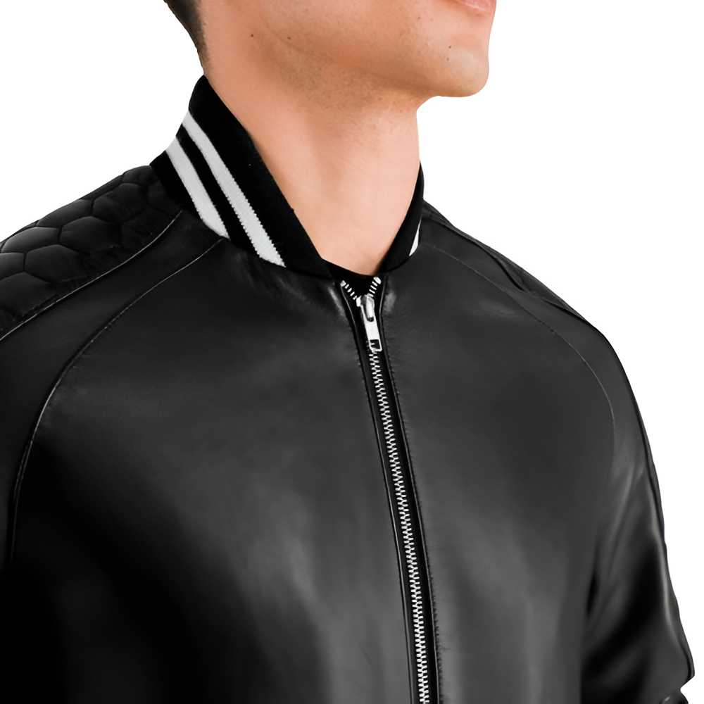 Faux Leather Varsity Jacket