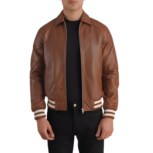 Faux Leather Bomber Jacket