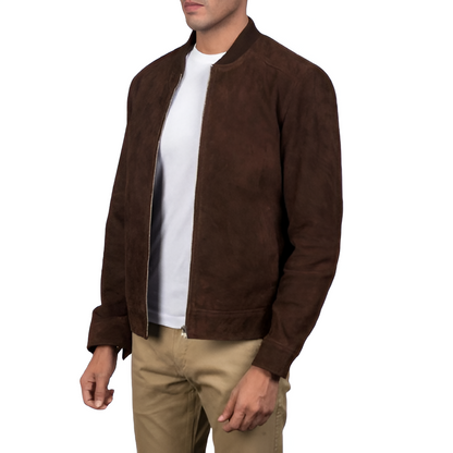 Blain Mocha Suede Bomber Jacket