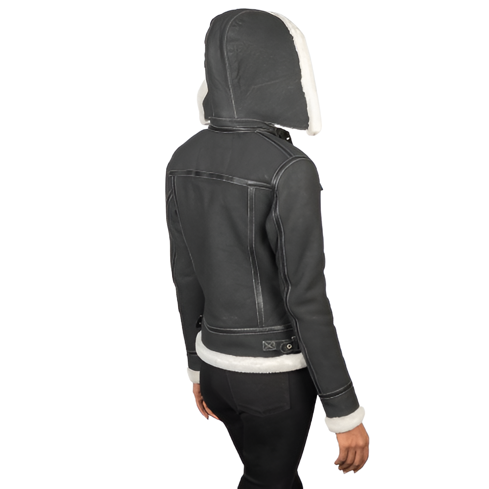 Black Leather Shearling Aviator Jacket