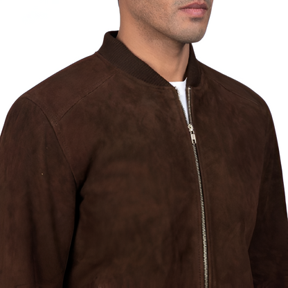 Blain Mocha Suede Bomber Jacket