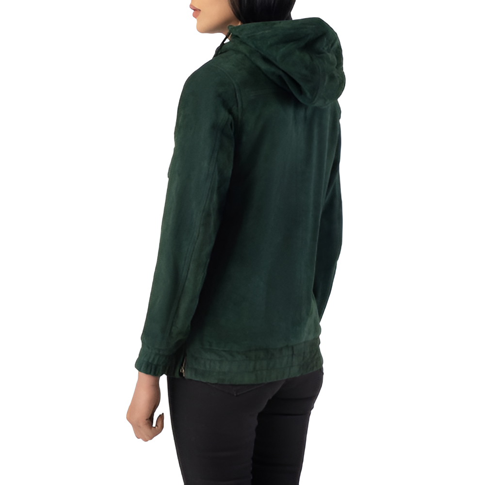 Forest Green Suede Pullover Hoodie