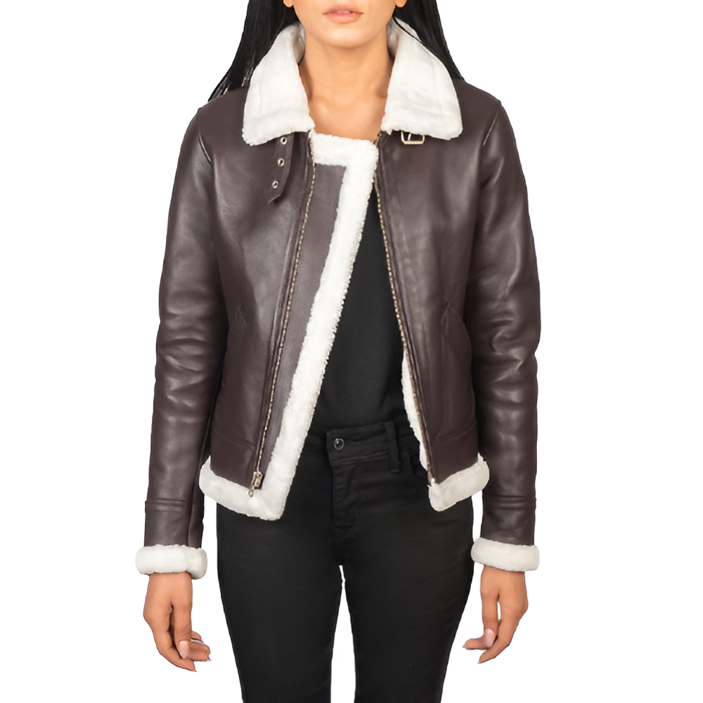 Dark Brown Shearling Lined Leather Jacket