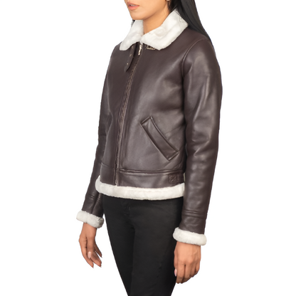 Dark Brown Shearling Lined Leather Jacket