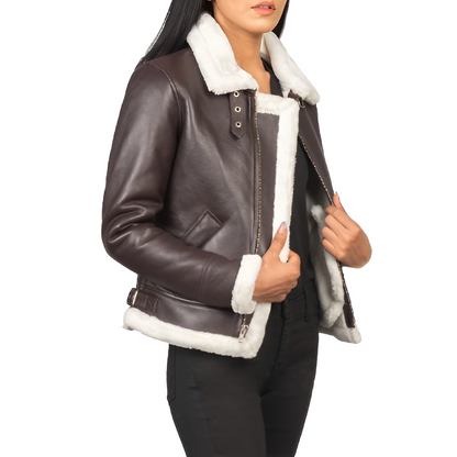 Dark Brown Shearling Lined Leather Jacket