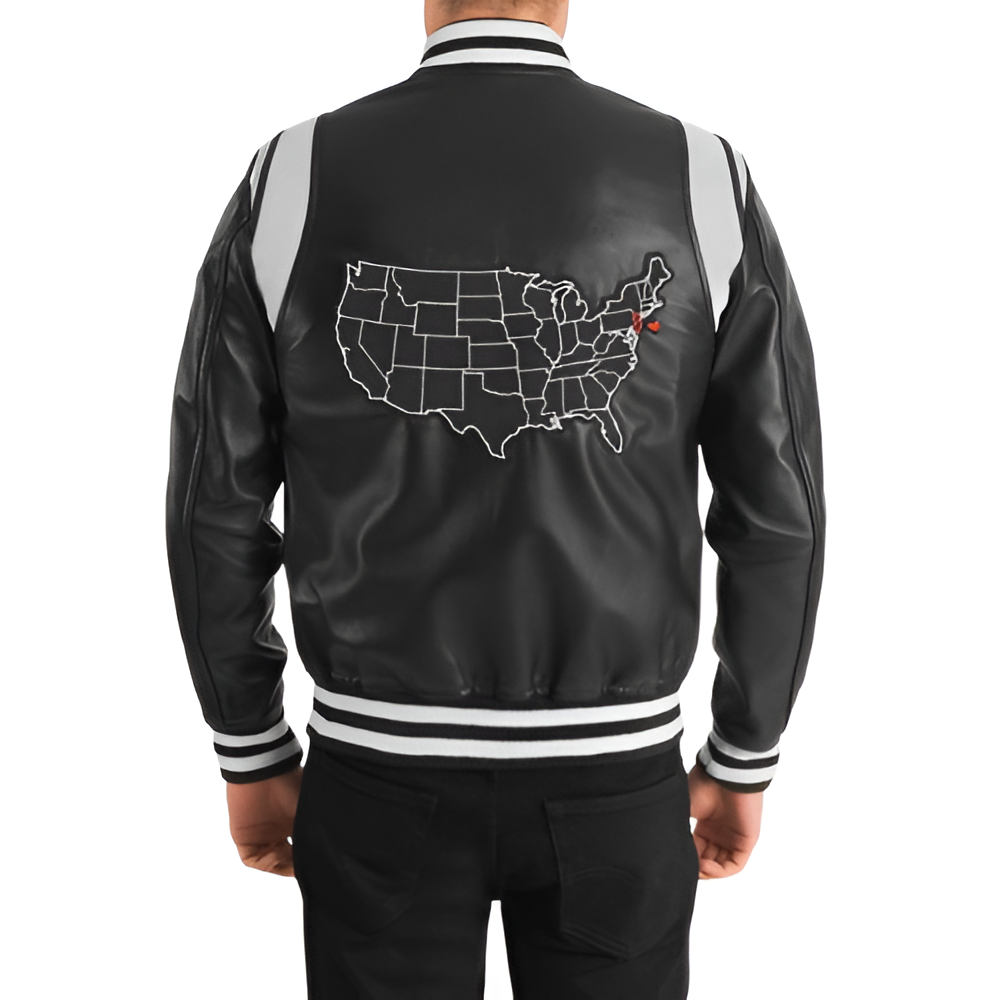 Men's Black Varsity Jacket with Lettering