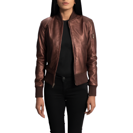 Women's Brown Bomber Jacket