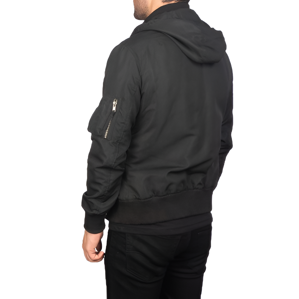 Hanklin Ma-1 Black Hooded Bomber Jacket