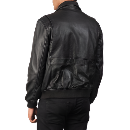 Premium Black Leather Field Jacket