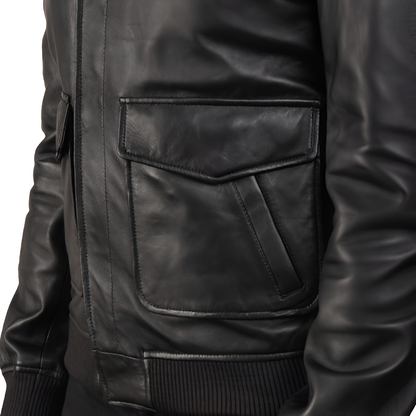 Premium Black Leather Field Jacket