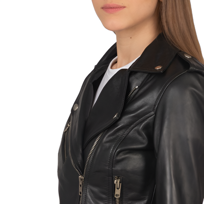 Classic Black Biker Leather Jacket