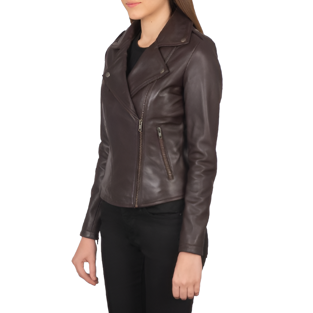 Chocolate Brown Leather Moto Jacket