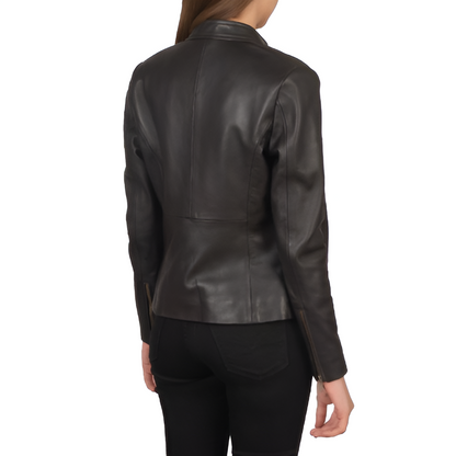 Classic Black Stand Collar Leather Jacket