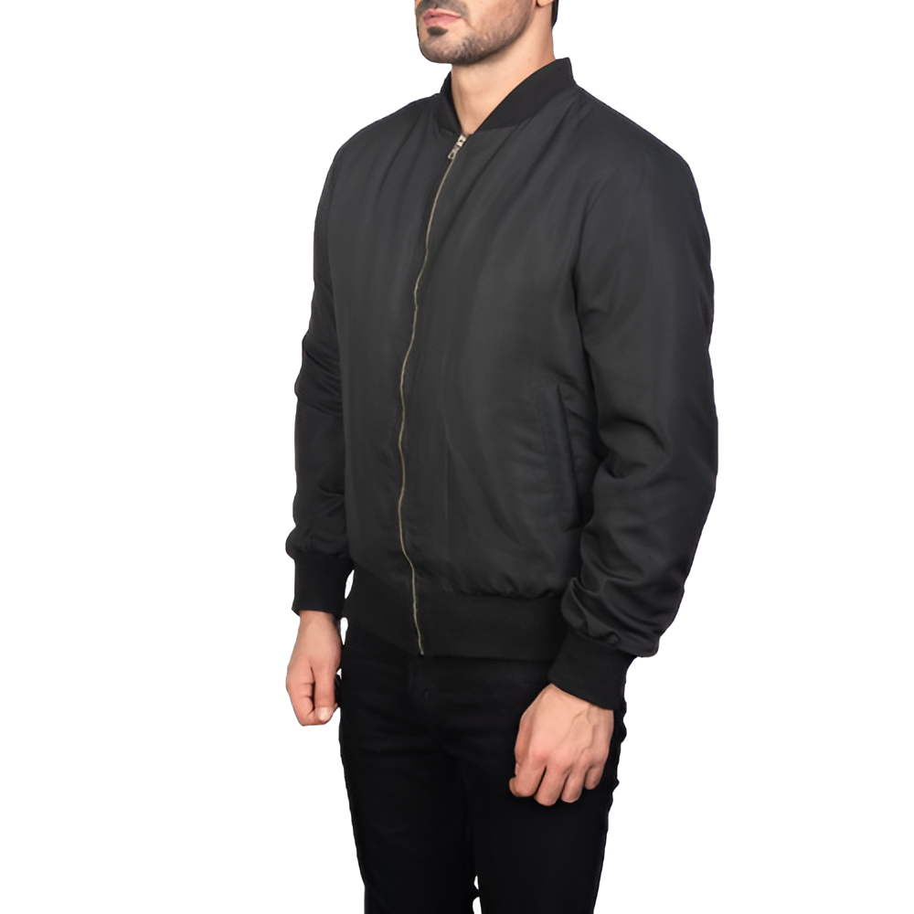 Men's Classic Black Bomber Jacket