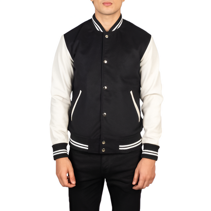 Men's Black & White Varsity Jacket