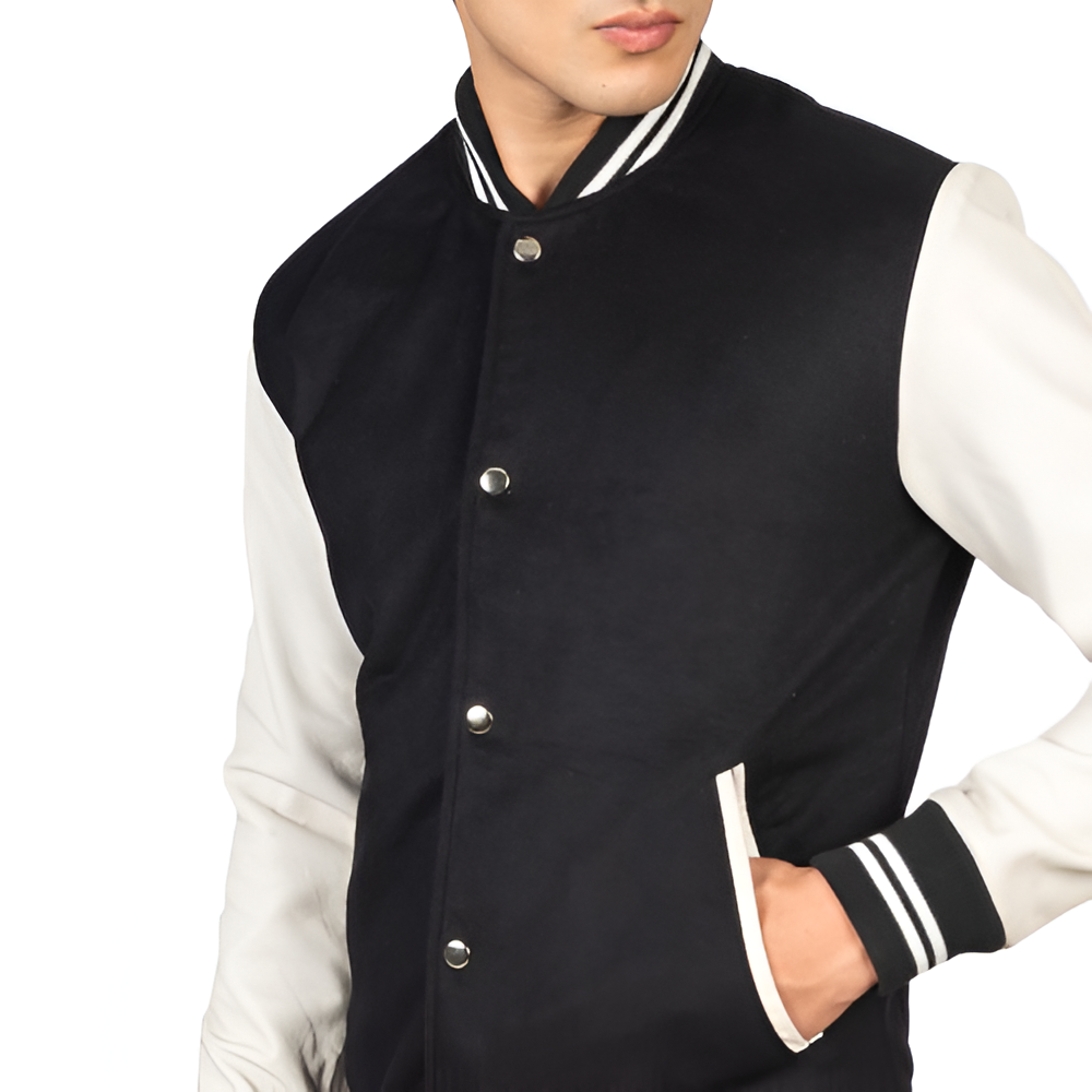 Men's Black & White Varsity Jacket