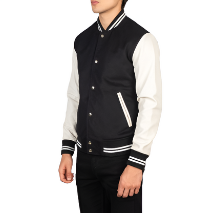 Men's Black & White Varsity Jacket