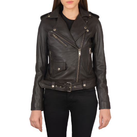 Women's Black Classic Biker Leather Jacket