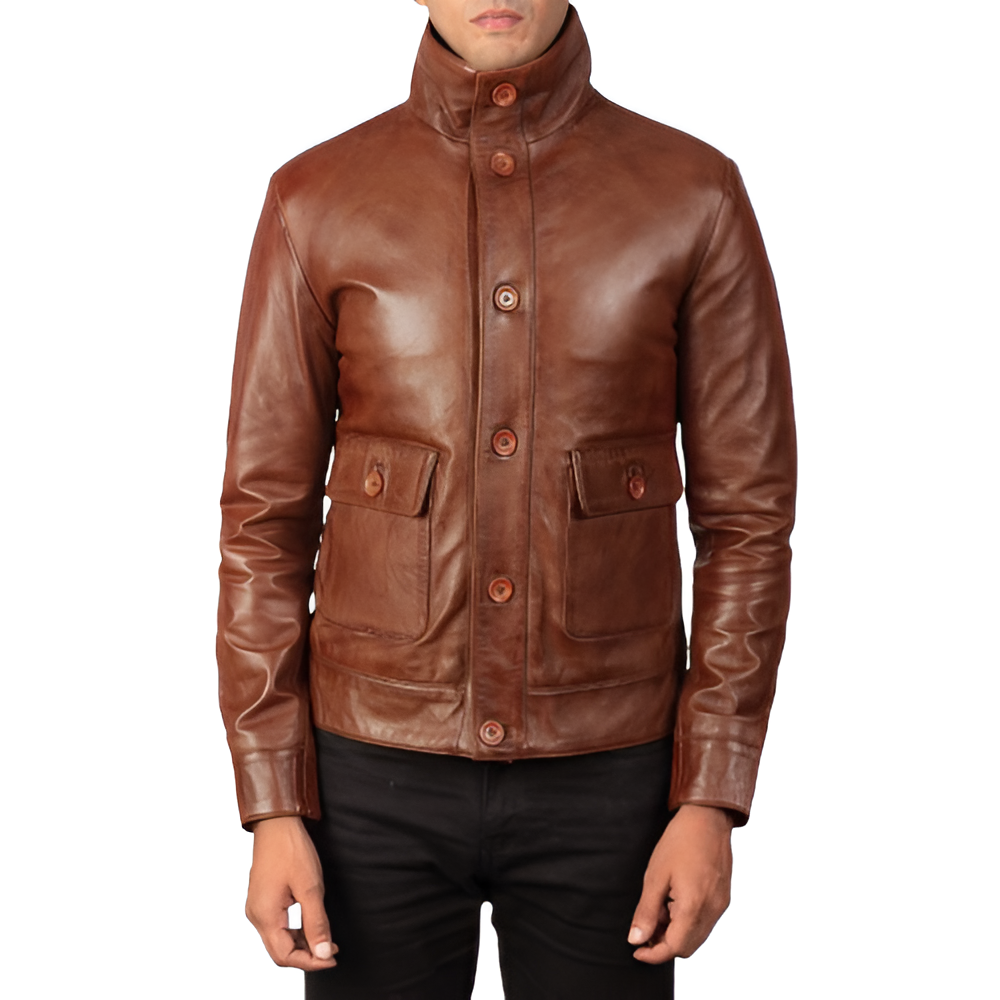 Men's Brown Leather Field Jacket