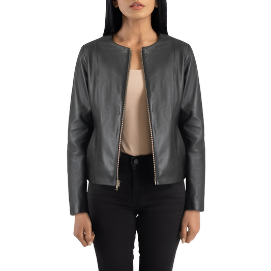 Women's Minimalist Leather Jacket