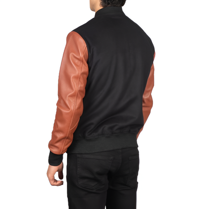 Men's Black & Brown Varsity Jacket