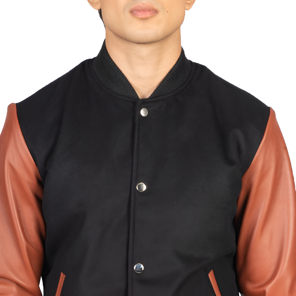 Men's Black & Brown Varsity Jacket