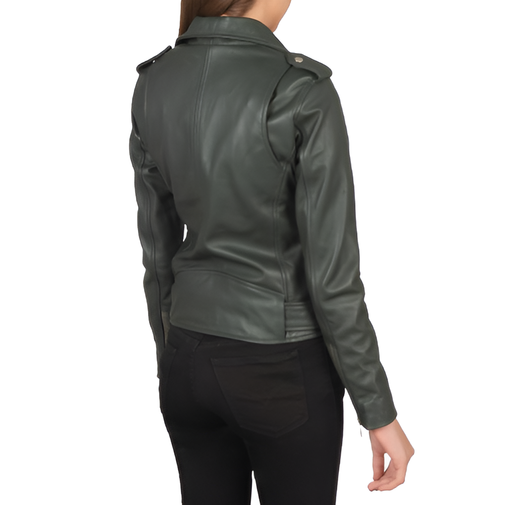 Women's Belted Biker Leather Jacket