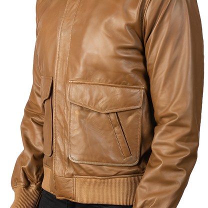 Men's Tan Leather Field Jacket