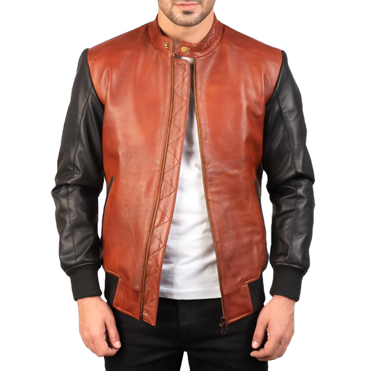 Men's Two-Tone Leather Jacket