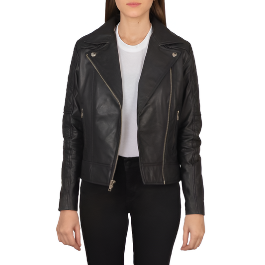 Women's Black Biker Leather Jacket