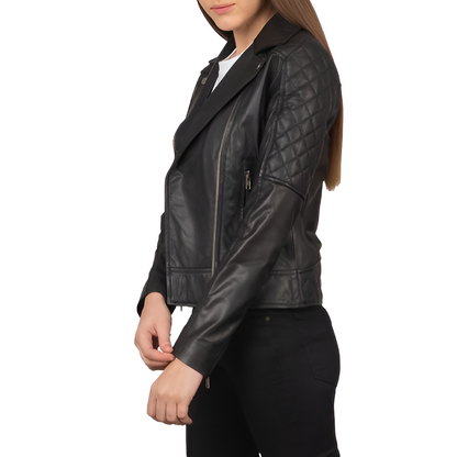 Women's Black Biker Leather Jacket