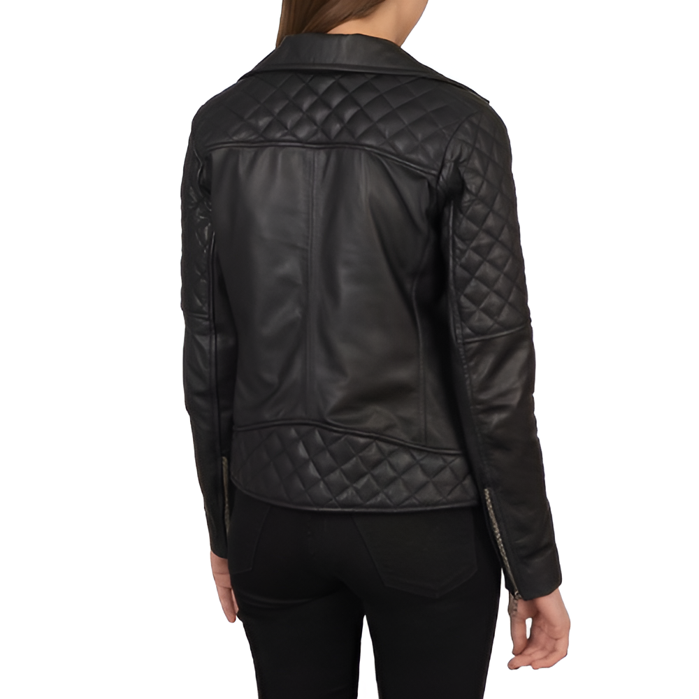 Women's Black Biker Leather Jacket