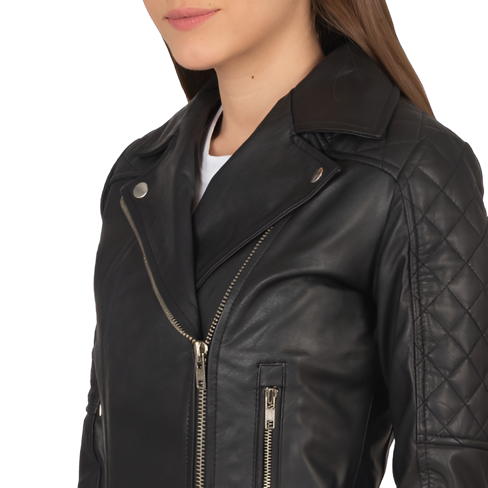 Women's Black Biker Leather Jacket